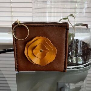 Leather Rose Coin Purse NWOT